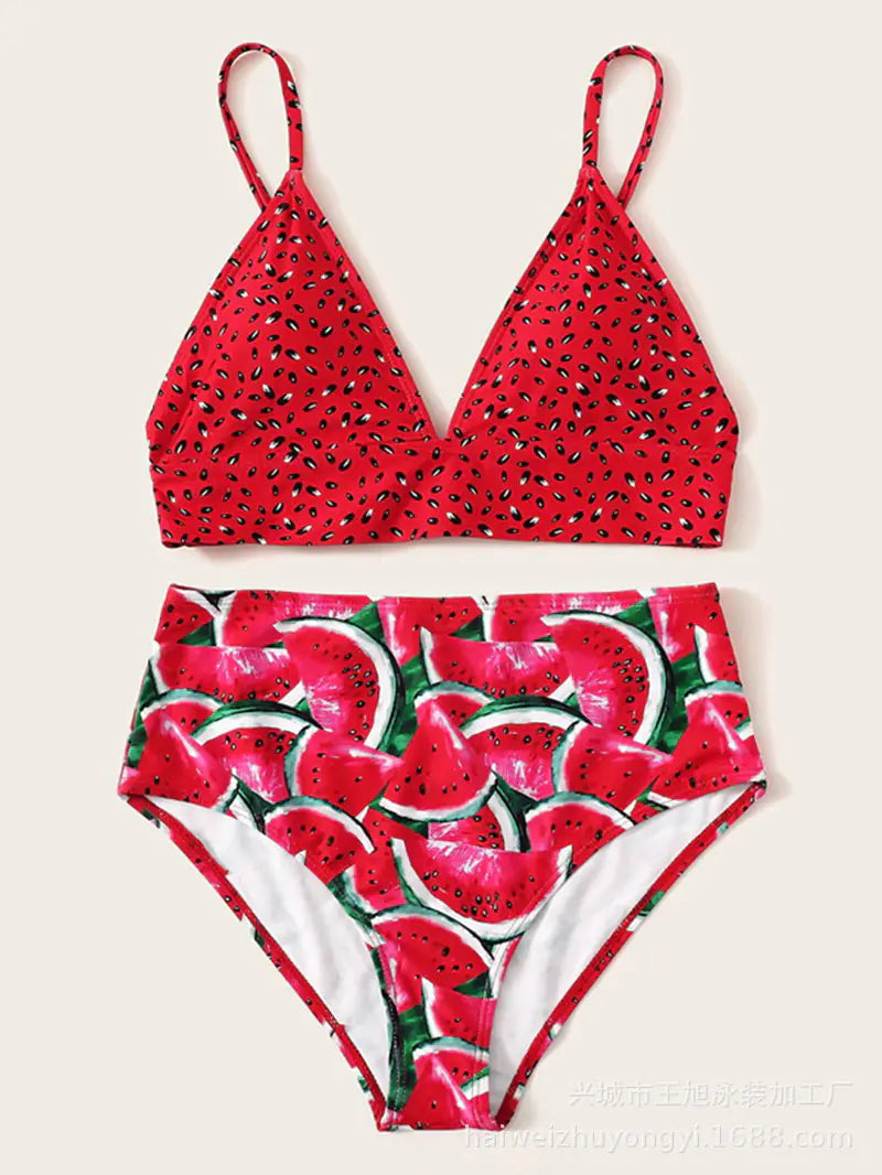2025 New Watermelon Print Women's Bikini Swimsuit